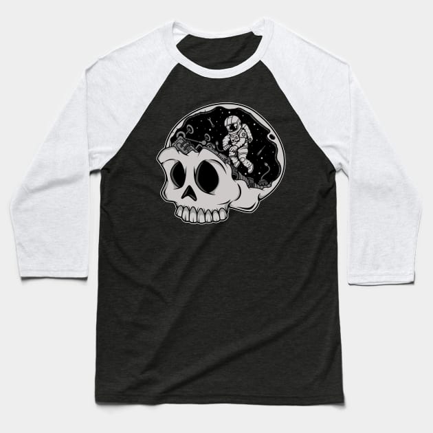 Astronaut Skull Brain Baseball T-Shirt by ArtisticParadigms